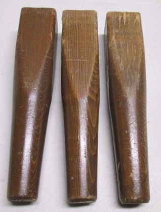 Set 3 Vintage Mid Century Modern Tapered Wooden Furniture Legs 8 1/4 " Wood