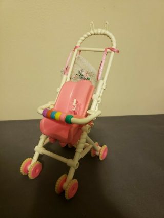 Vtg 1995 Barbie Baby Shelly Kelly Strollin Fun Stroller Buggy Nursery Furniture