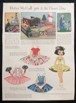 Vintage Betsy Mccall Mag.  Paper Dolls,  Betsy Goes To The Flower Show,  March 1956