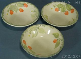 3 Vintage Franciscan Strawberry Fair Coupe Soup Or Cereal Bowls Usa Made (ff)