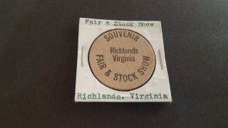 Vintage Wooden Nickel Richlands Virginia Fair And Stock Show P2