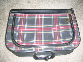 Tartan Plaid Suitcase 17x11.  5 " X4.  5 Black Red Green Soft Interior Vntg