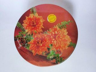 Australian Sunshine Floral Tin,  Vintage Cottage Chic Chrysanthemum Biscuit Tin