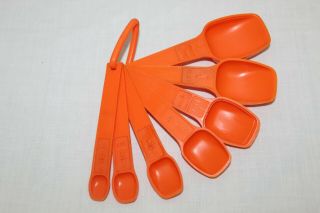 Vintage Orange Tupperware Measuring Spoons Set Of 7