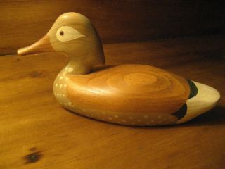 Hand - Carved Wood Duck By Master Carver Jim Harkness Signed 1985