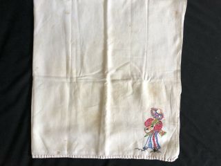 Vintage Cotton Tea Towel Kitchen Ivory Embroidered Sombrero Mexican 3