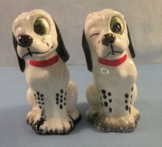 Vintage Japan Dalmatian Dog Salt And Pepper Shakers No.  2