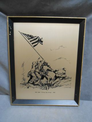 Vintage Etched Brass Plaque Limited Edition Iwo Jima " Victory Flag Rising "
