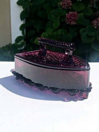 Vintage Imperial Lg Wright Amethyst Purple Glass Candy Dish Butter Dish Trinket