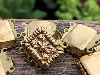 6 Vtg Fancy Gold Tone Rectangle Push Clasps For 3 Strand Necklace Jewelry Design