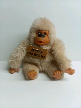 Vintage 1977 Russ Gorilla Monkey Beware Gonga Loves You Thumb Sucking Plush 12 "