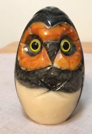 Vintage Hand Carved Alabaster Owl.  Made In Italy.