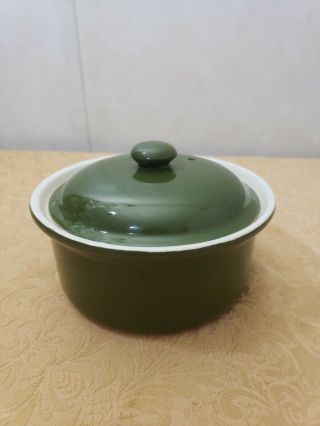 Vintage Hall Pottery Green Covered Casserole Dish 65