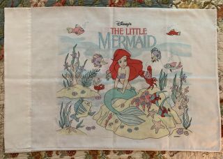 Vtg The Little Mermaid Pillow Case Disney Craft Fabric Double Sided Made Usa