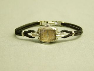 Vintage Hamilton Ladies Wrist Watch 17 Jewel 10k Gf Case Cord Band Usa 1949 - 54
