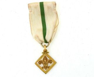 Vintage Boy Scouts Of American 1/20 10k Gold Filled Pin W/ Ribbon & Medal