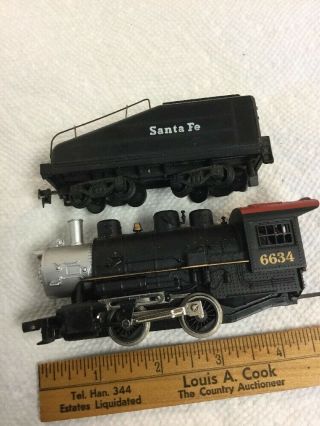 Vintage Model Power Ho Scale 0 - 4 - 0 Steam Lcomotive 6634 & Santa Fe Tender