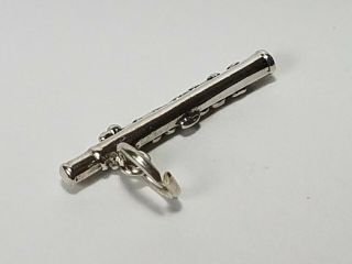 Vintage Sterling Silver 925 Flute Charm Pendant 3D Musical Instrument 2