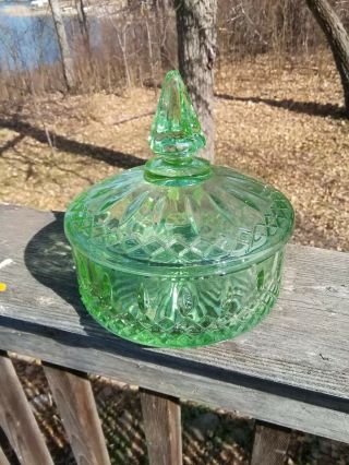 Vintage Gorgeous Green Depression Glass Candy Dish