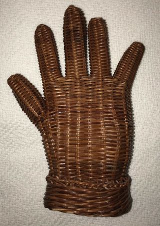 Vintage weaved wicker hand mannequin jewelry ring display holder glove mold 6