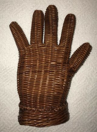 Vintage weaved wicker hand mannequin jewelry ring display holder glove mold 7
