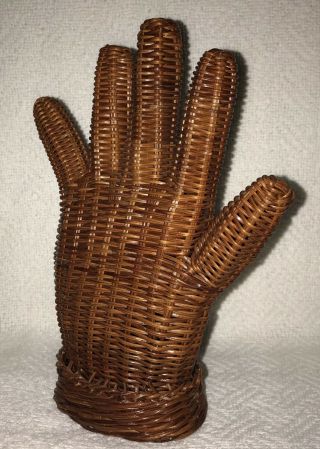 Vintage weaved wicker hand mannequin jewelry ring display holder glove mold 8