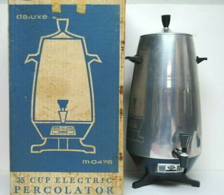 Large Vintage Mirro Matic Electric Coffee Pot Percolator 10 To 35 Cups Atomic