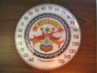 Vintage 12.  0 X 12.  0 Amish Or German Welcome - Wilkum - Outdoor Thermometer