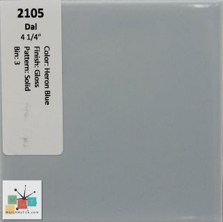 Mmt - 2105 Vintage Ceramic Daltile Tile Heron Blue Glossy Solid