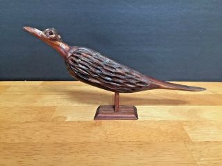 Vintage Folk Art Hand Carved Wood Wading Shore Bird 9 - 1/2 "