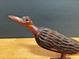 Vintage Folk Art Hand Carved Wood Wading Shore Bird 9 - 1/2 