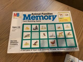 Vintage Milton Bradley Games - Animal Families Memory Game,  Smoke 2
