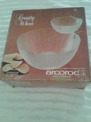Chip And Dip Set 3 Piece - Arcoroc - Country Wheat - Vintage