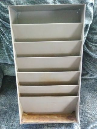 Vtg Industrial Wall File 5 Holder Metal Office Mail Organizer 11.  5 " X 4 " X 21