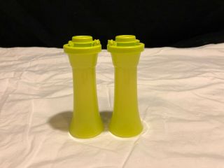 Vintage Tupperware Small Salt And Pepper Shakers 4¼” Yellow / Green