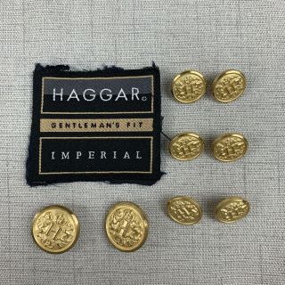 Haggar Vintage H Monogram Buttons Set Of 8 Gold Brass Jacket Blazer Replacement
