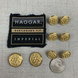 Haggar Vintage H Monogram Buttons Set of 8 Gold Brass Jacket Blazer Replacement 2