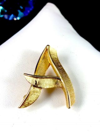 Fabulous Vintage 1960’s Crown Trifari Gold - Tone Finish Letter A Brooch Pin