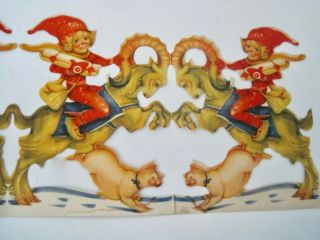 Vtg Swedish Die Cut Out Fold Out Christmas Table Decoration Ram Pig Julrader