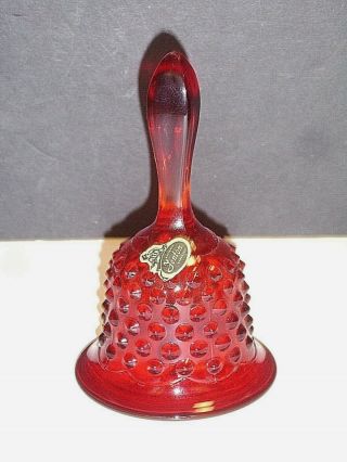 Vintage Fenton Art Glass Ruby Red Hobnail 5 - 1/2 " Bell