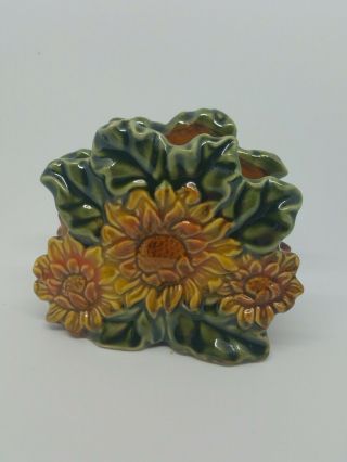 Vintage Sunflower Napkin Holder In The Style Of Mccoy Or Hull - Heavy