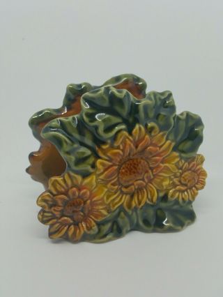 Vintage Sunflower Napkin Holder In the Style of McCoy or Hull - Heavy 3