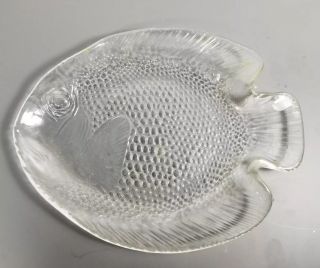 Vintage Arcoroc France Clear Glass Fish Plates Fishing Lake Beach 6 1/2 "