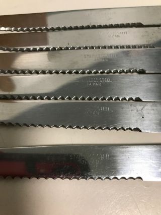Set of Six 8.  25” Vintage Stainless Steel Wood Handle Steak Knives - Made in Japan 2