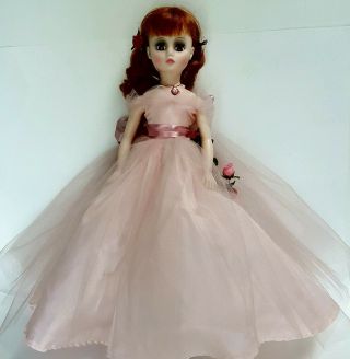 Vtg ?elise? Madame Alexander Bridesmaid Doll 17 " Pink Dress Red Hair