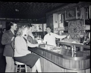 Y8 - Big Vintage Photo Negative - 4 X 5 - Bar In York City - Mayer W.  O 