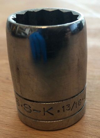 Vintage S - K Tools (40126) 13/16 12 Point 1/2 " Drive Socket Only Usa