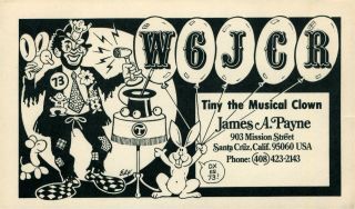 W6jcr James A.  Payne Santa Crauz,  California 1978 Vintage Ham Radio Qsl Card
