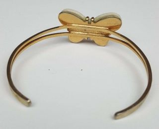 Vintage Avon Butterfly Cuff Bracelet Painted Porcelain Gold Tone Yellow Rose 2