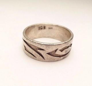 Vintage Tribal Style Sterling Silver Unisex Band Ring Size 12